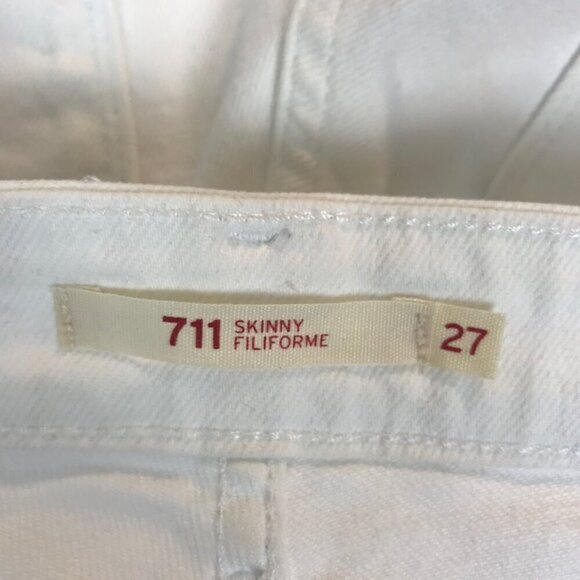 Levi's 711 Filiforme White 5 Pocket Slightly Distressed Size 27 - Picture 7 of 8